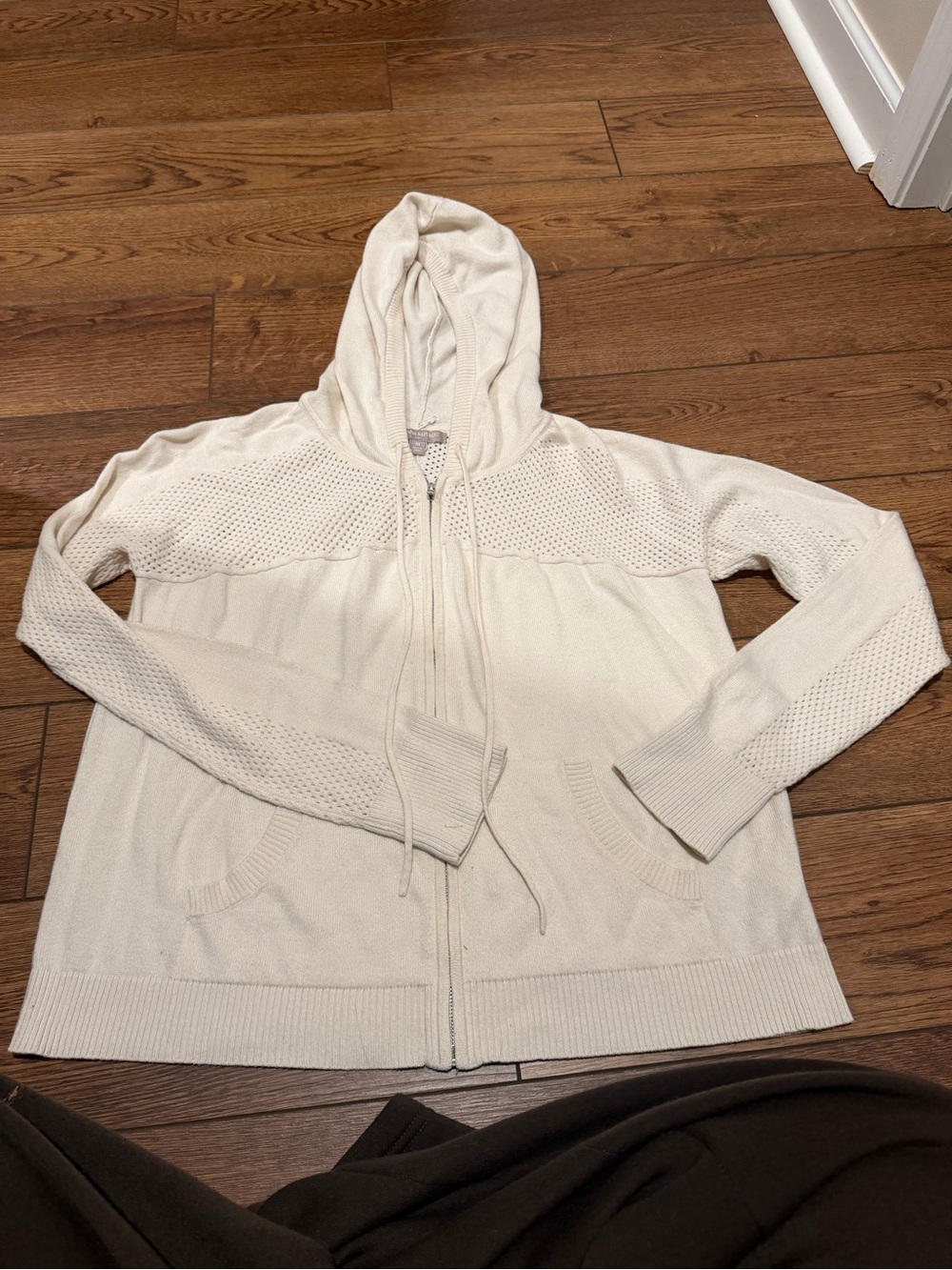 Banana Republic Ivory Hooded Zip Sweater